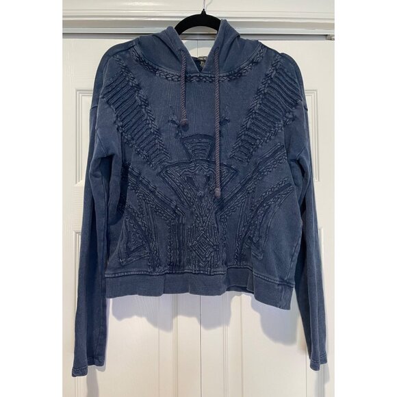 Vtg Y2K Forever 21 Womens Distressed Cropped Hoodie Size S Grunge Indie Punk 90s - Picture 2 of 13